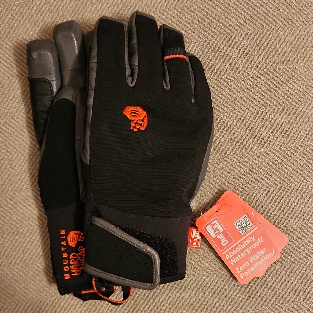 Mountain Hardwear Black and Orange Waterproof Gloves